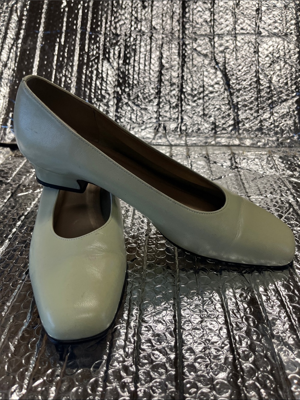 Women's Leather Ballet Flats in Sage Green